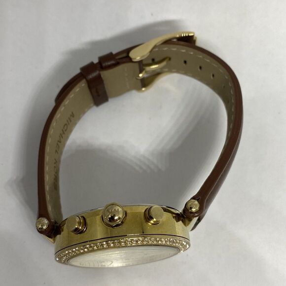 Michael Kors MK5632 Women's Brown Leather Gold Analog Dial Quartz Watch QB442 - Picture 8 of 12